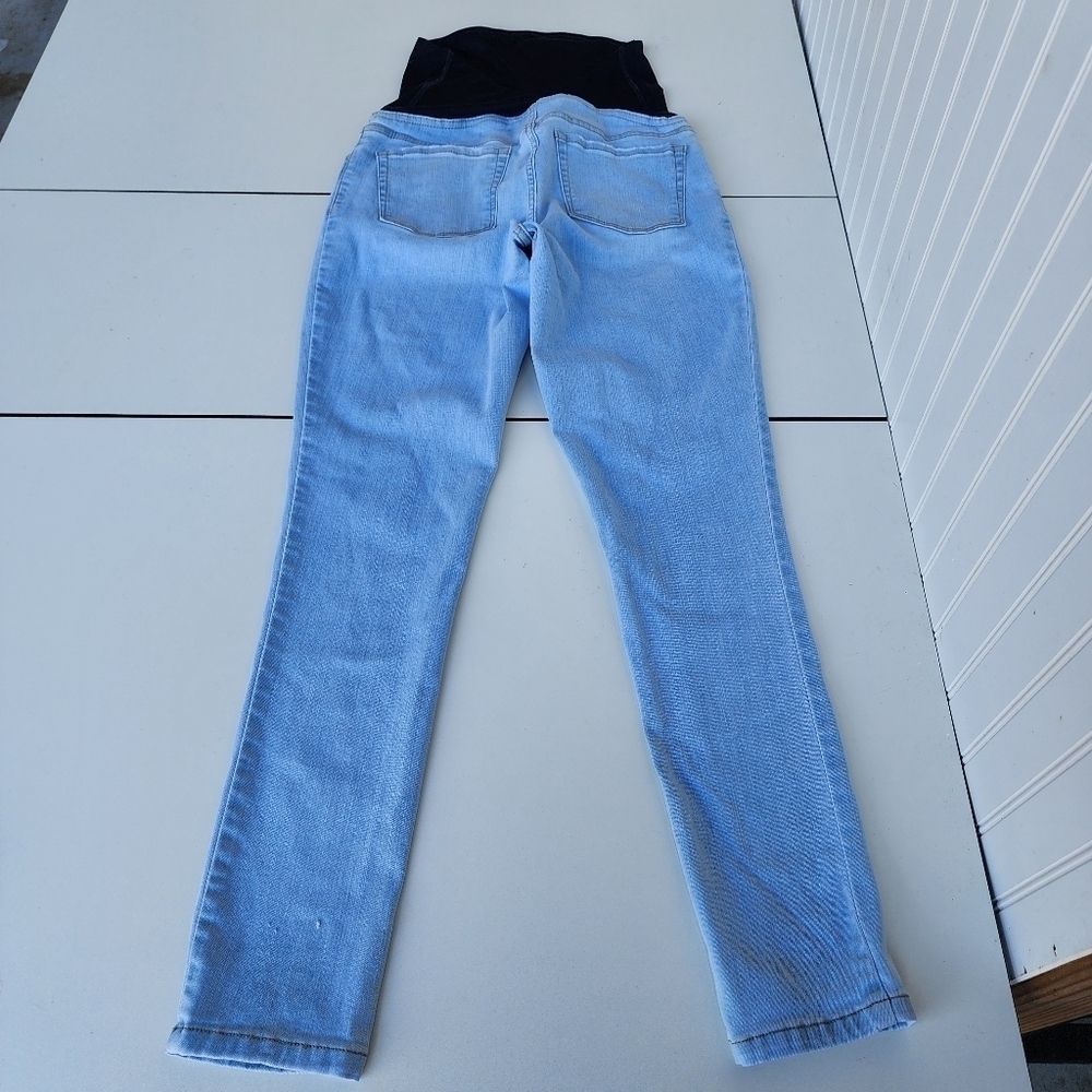 Isabel Maternity Light Blue Denim Pockets Full Panel Stretch Skinny Jeans 6 - Picture 8 of 9